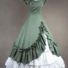 Navy Green And White Cotton Bow Classic Lolita Dress