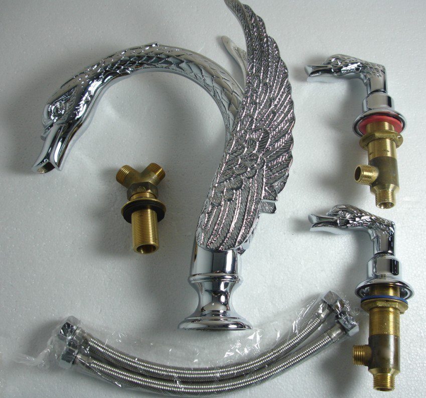 Free shipping 3 PIECE ROMAN TUB SWAN FAUCET BATHROOM WIDESPREAD SWAN ...