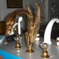 Free shipping 3 PIECE ROMAN Gold BathTUB SWAN  FAUCET  WIDESPREADY swan sink  FAUCET