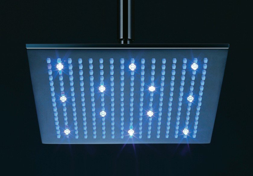 Free shipping brass square led shower head 30x30cm