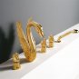 gold pvd finish 5pcs widespread solid brass swan tub and shower faucet WITH hand shower