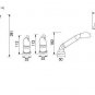 gold pvd finish 5pcs widespread solid brass swan tub and shower faucet WITH hand shower