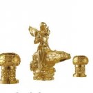 gold finish 3 Pcs ROMAN lovely girl Flower Fairy sink faucet  8 Inch widespread lavatory sink faucet
