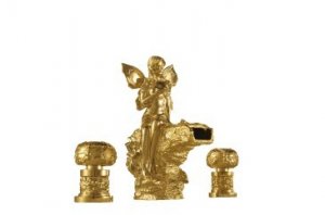 gold finish 3 Pcs ROMAN lovely girl Flower Fairy tub faucet  widespread bathtub faucet