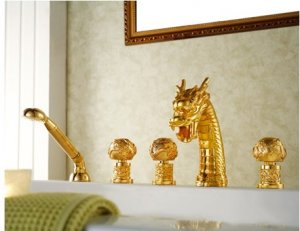 gold pvd clour  dragon bathtub faucet