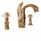 gold finish 8 inch widespread  swan sink faucet swan lavatory fauet crystal handles faucet