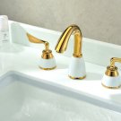 Free shipping new design gold clour 8 inch widespread lavatory sink faucet ceramic faucet