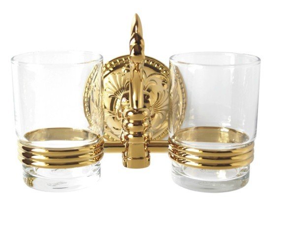 FREE SHIPPING gold pvd color double flowers TUMBLER HOLDER TEECH CUP