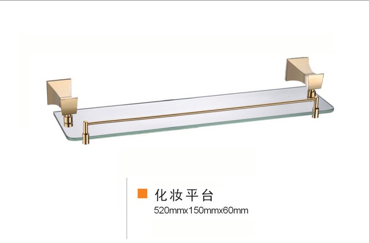 FREE SHIPPING new design gold clour square single glass shelf