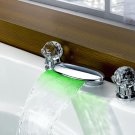 Contemporary 3 Color Changing LED Waterfall Bathroom Sink Faucet (Chrome Finish)