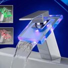 Color Changing LED Waterfall Bathroom Sink Faucets