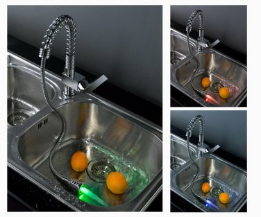 Solid Brass LED Kitchen Faucet  puLL OUT LED FAUCET SPRING LED FAUCET CUPC FAUCET