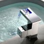 Color Changing LED Waterfall Bathroom Sink square Faucet MIXER TAP DECK mounted