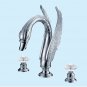 EMS Free shipping 3 PIECE ROMAN TUB CRYSTAL HANDLES SWAN CHROME FAUCET