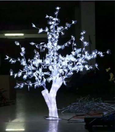 5FT LED Christmas Light Crystal Cherry Blossom Tree with White Leafs Outdoors