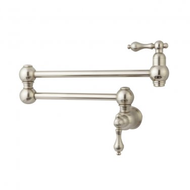 Wall Mount single cold Water Pot Filler kitchen faucet Double Joint Spout Brushed nickel
