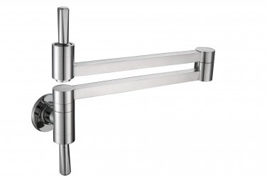 chrome Wall Mounted Pot Fillerkitchen  Faucet with Dual Swing Joints and 25" Extension