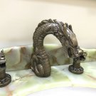 Antique bronze 3 Pcs 8" WIDESPREAD LAVATORY BATHROOM SINK DRAGON FAUCET mixer tap