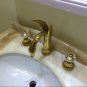 Gold Colour 3 pcs swan sink faucet widespread lavatory basin mixer tap Deck mounted Crystal handles