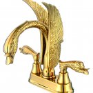 Swan Sink Faucet mixer tap Brass PVD ti- Gold 4" Center Hole swan handles Swan Sink Faucet mixer tap Brass PVD ti- Gold 4" Center Hole swan handles
