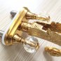 Swan Sink Faucet mixer tap Brass PVD ti- Gold 4" Center Hole crystal handles