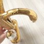 Swan Sink Faucet mixer tap Brass PVD ti- Gold 4" Center Hole crystal handles