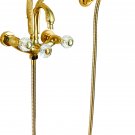 Ti-Gold wall mounted Crystal swan Bath Tub shower Filler Faucet with Handshower(or swan handles )