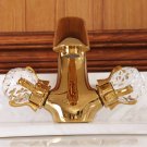 Golden PVD Two crystal Handles Centerset single hole Bathroom Sink Faucet mixer deck mounted modern
