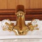 Golden PVD Two crystal Handles Centerset single hole Bathroom Sink Faucet mixer deck mounted modern