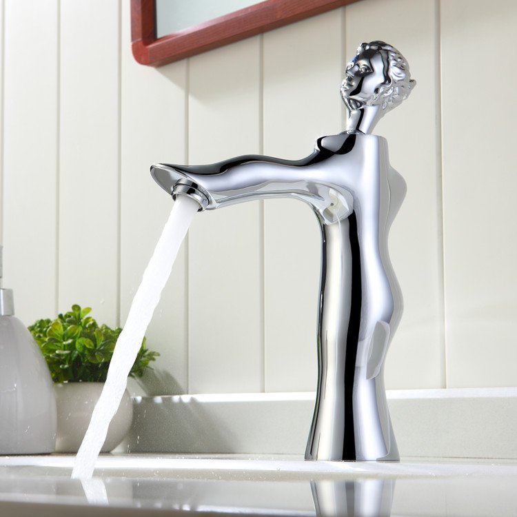Single Hole chrome Finish Bathroom Sink Beauty Faucet Mixer Tap deck mounted luxurious tap