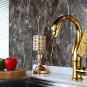 Gold single hole bathroom basin swan faucet mixer Crystal handle deck mounted New