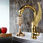 Gold single hole bathroom basin swan faucet mixer Crystal handle deck mounted New