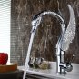 Chrome colorsingle hole bathroom basin swan faucet mixer Crystal handle deck mounted New