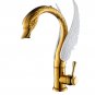 White gold color single hole bathroom basin swan faucet mixer Crystal handle deck mounted New