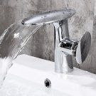 Chrome oval waterfall bathroom basin sink faucet tap deck mount single hole Mushroom mixer tap