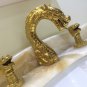Gold color 3 Pcs 8" WIDESPREAD LAVATORY BATHROOM SINK DRAGON FAUCET mixer tap