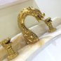 Gold color 3 Pcs 8" WIDESPREAD LAVATORY BATHROOM SINK DRAGON FAUCET mixer tap
