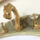 Gold color 3 Pcs 8" WIDESPREAD LAVATORY BATHROOM SINK DRAGON FAUCET crystal
