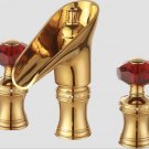 Antique brass 3 Pieces Widespread Basin Lav sink Faucet Waterfall Mixer Tap crystal handles