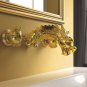 Wall Mount Gold Brass Bathroom Lavatory Sink Faucet Dragon Dual Handles Mixer Basin Tap