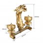 Wall Mount Gold Brass Bathroom Lavatory Sink Faucet Dragon Dual Handles Mixer Basin Tap