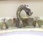 Antique brass 3 Pcs 8" WIDESPREAD LAVATORY BATHROOM SINK DRAGON FAUCET mixer tap crystal handles