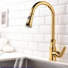 Brass Gold Polished Kitchen Sink Faucet Pull Out Sprayer Spout Mixer Basin Tap Brass Gold Polished Kitchen Sink Faucet Pull Out Sprayer Spout Mixer Basin Tap