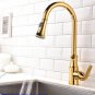 Brass Gold Polished Kitchen Sink Faucet Pull Out Sprayer Spout Mixer Basin Tap
