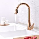Swivel Spout Kitchen Sink Faucet Pull Out ABS Sprayer Mixer Tap Rose Gold deck mounted single hole Swivel Spout Kitchen Sink Faucet Pull Out ABS Sprayer Mixer Tap Rose Gold deck mounted single hole
