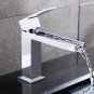 Modern Bathroom Waterfall Long Spout Sink Faucet Basin Filler in Chrome Finish