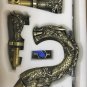 Antique brass 3 Pcs 8" WIDESPREAD LAVATORY BATHROOM SINK DRAGON FAUCET mixer tap crystal handles
