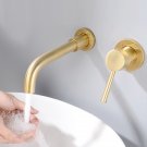 Brushed Brass Wall Mounted Bathroom Faucet Single Lever Swivel Tap Sink Faucets