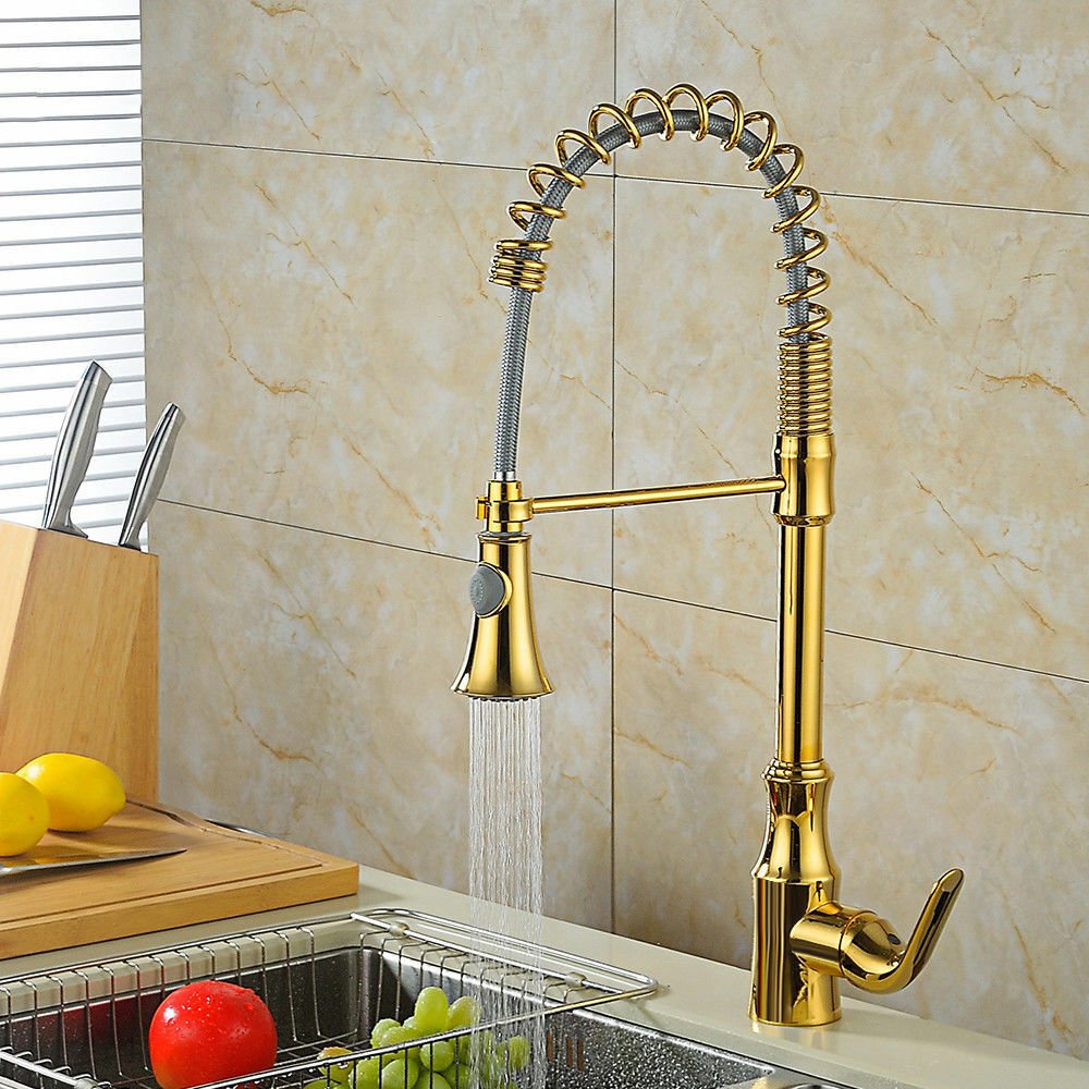 Modern Spring Pullout Swivel Spout Kitchen Sink Faucet Mixer Tap Single Hole