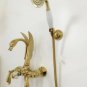 Gold wall mounted swan Handle Bath Tub shower Filler Faucet with Hand shower